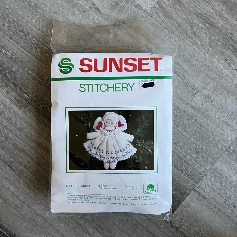 🐈OKC🐈 Vintage NWT Sunset Stitchery “My Little Angel” Embroidery Kit